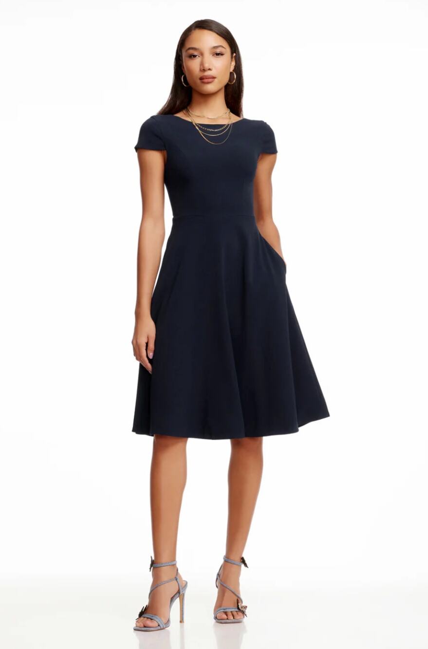 DRESS THE POPULATION Livia Dress Fit & Flare Midnight Blue Sz XXL $198 {NN8}